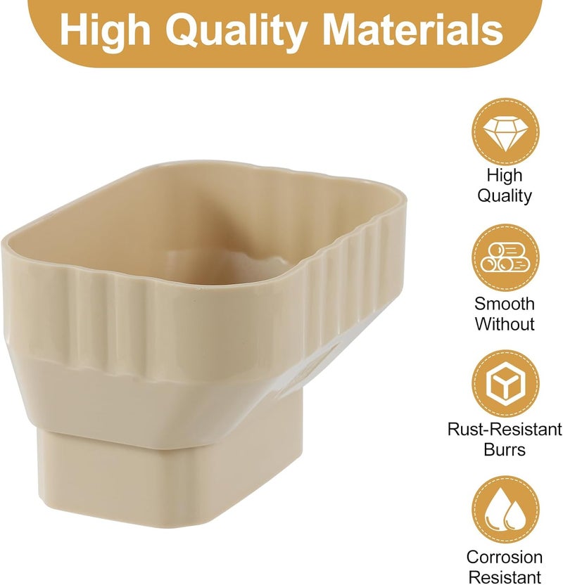 VYH 3x4 to 2x3 Gutter Downspout, Downspout to Downspout Adapter (Cream 2 Pack) - Image 4